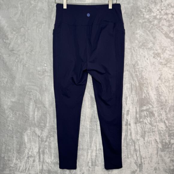 T by Talbots Leggings Womens Medium Petite Navy High Rise Side Pockets Athletic - Picture 1 of 11